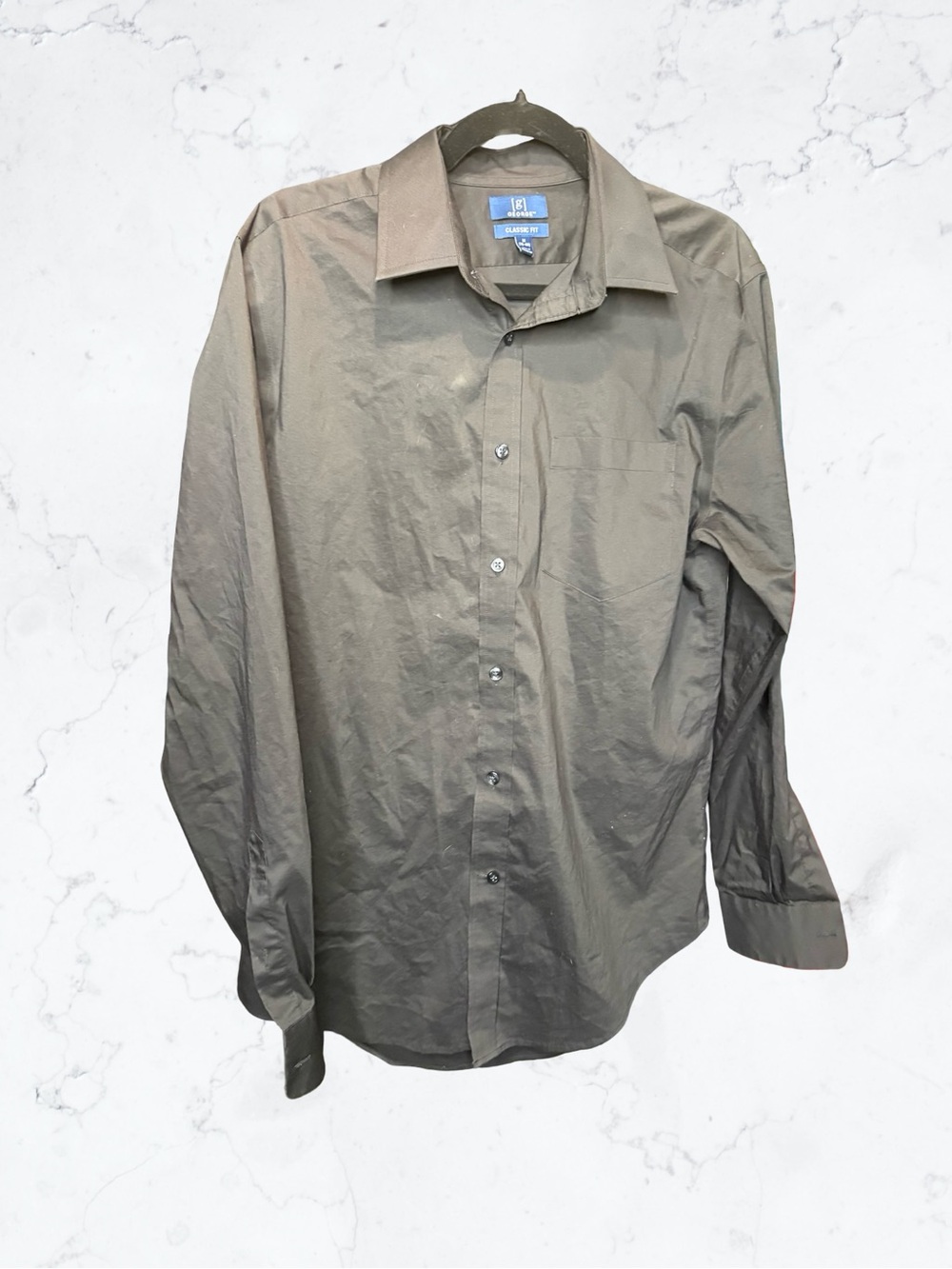 George Men's Black Long-Sleeve Button-Down Shirt